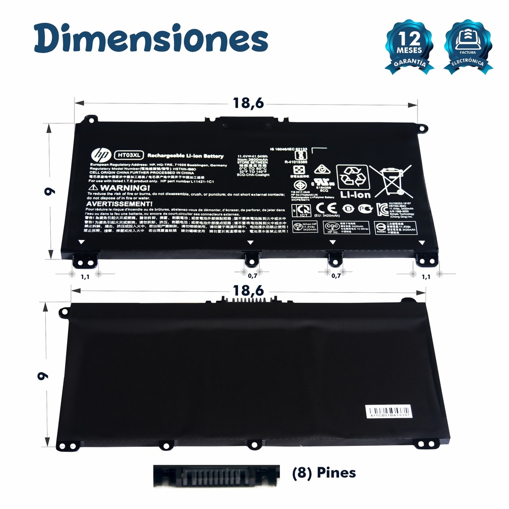 BATERIA HP HT03XL HT03 TF03 TF03XL 240 G7 14-CK 14-CE0014TU ORIGINAL