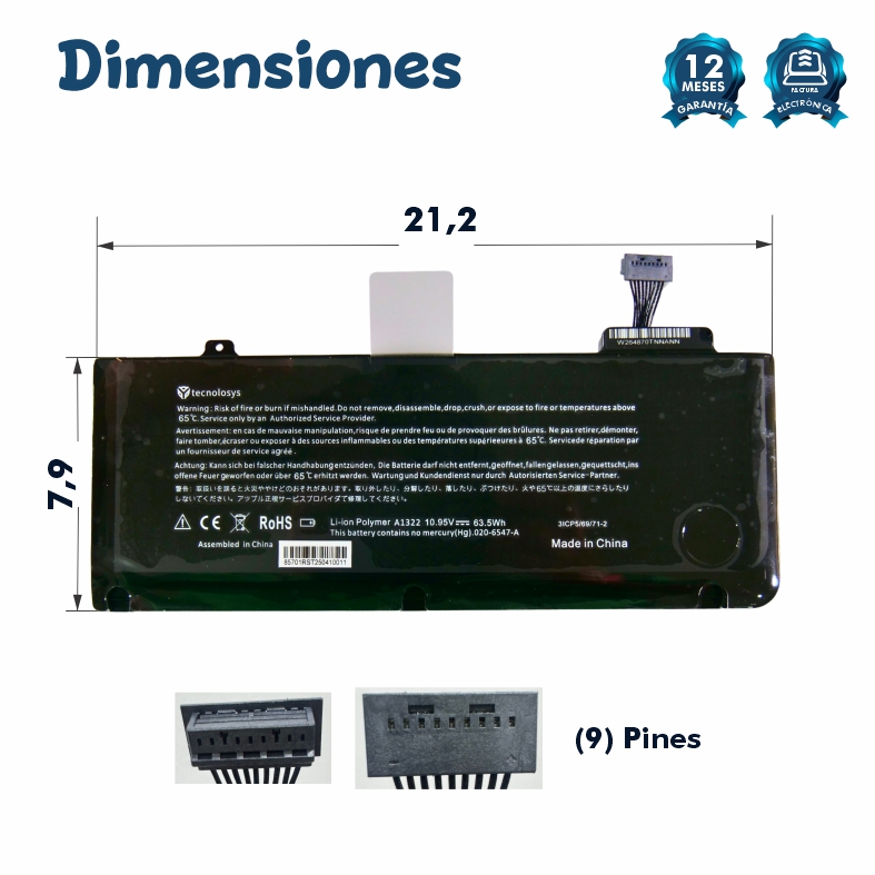 Bateria A1322 Para Apple Macbook Pro 13 A1278