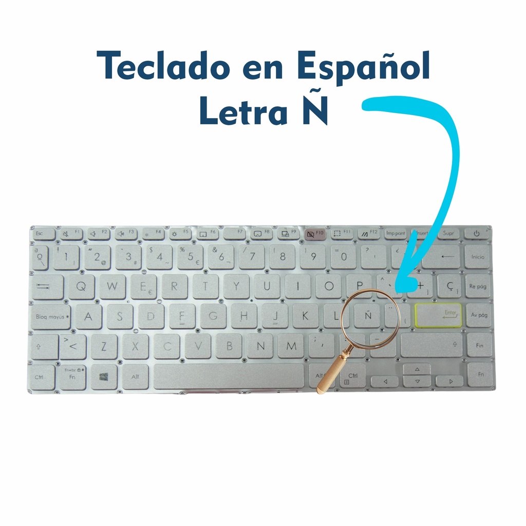 TECLADO ASUS X413 X421 E410 S433 VIVOBOOK S14 PLATEADO