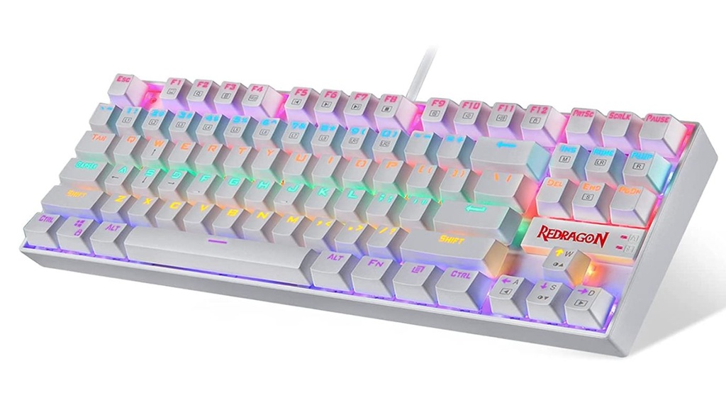 Teclado gamer Redragon Kumara Blanco K552-WR inglés US Rainbow RED