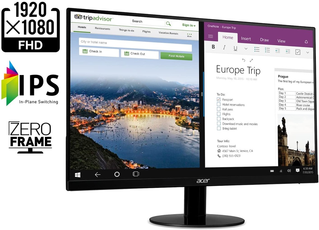 Acer SB220Q bi - Monitor de 21.5 pulgadas Full HD (1920 x 1080), monitor IPS Ultra delgado, diseño Zero Frame sin marco