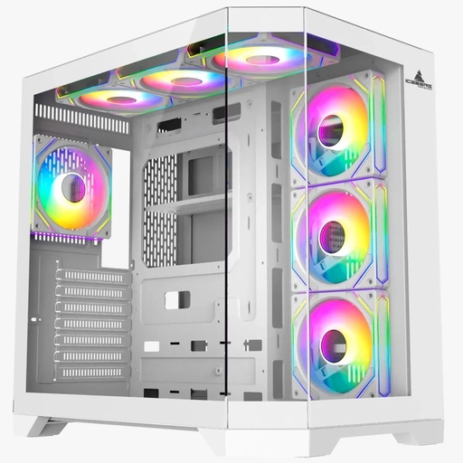 [FRT895] CHASIS ICEBERG CRISTAL EDGE GAMING CASE BLANCO RGB  FAN 7