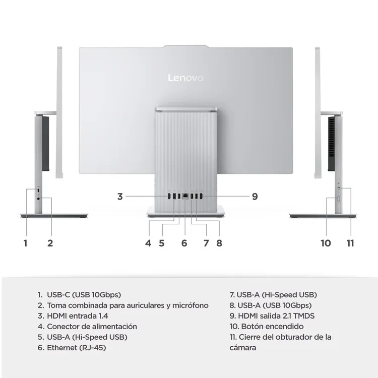 TODO EN UNO LENOVO IC AIO 27IRH9 INTEL CORE I5-13420H / RAM 16 GB / SSD 512GB / 27 ́ ́ / LUNA GREY