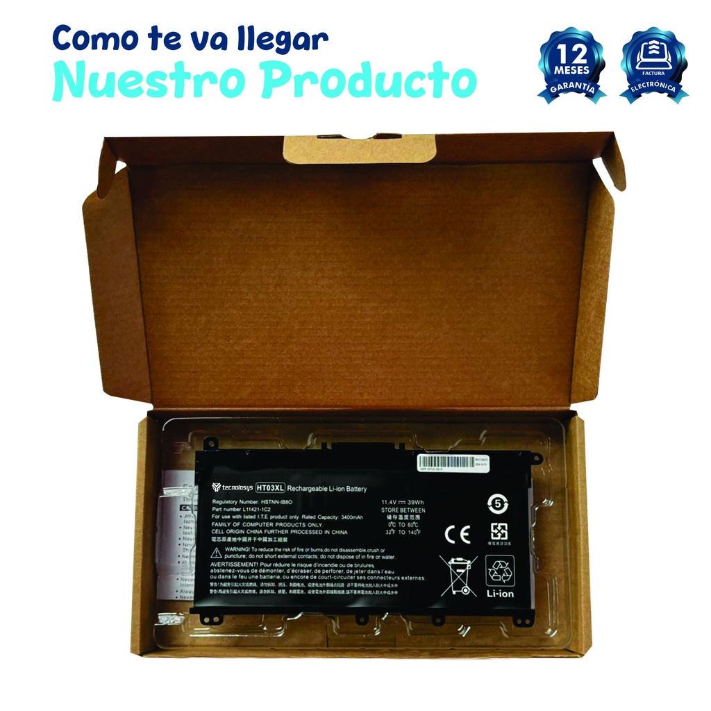 Batería Portatil Hp HT03XL HT03 TF03 TF03XL 240 G7 14-CK 14-CE0014TU