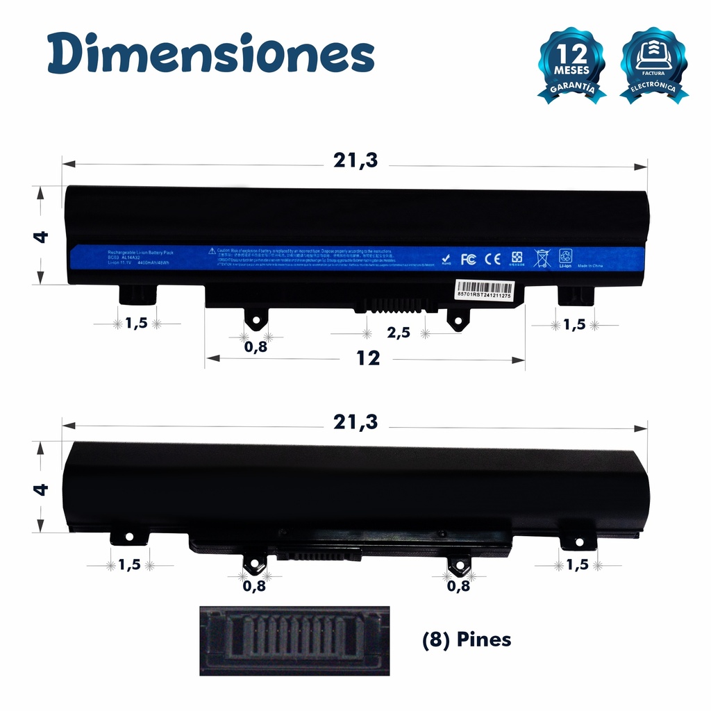 Batería Acer E14 E15 E5-411 E5 571/ E5 572G  / E5 571PG / E5-471 AL14A32