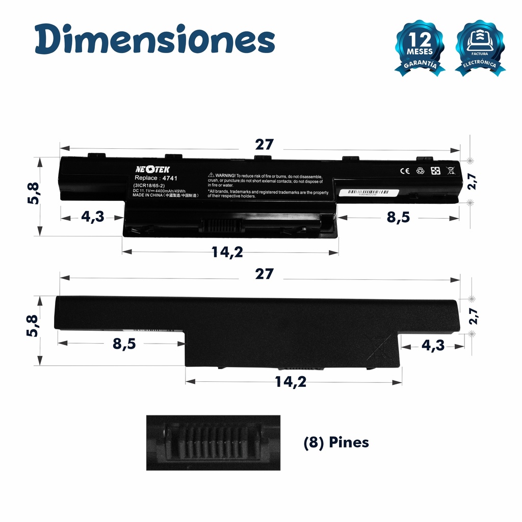 Batería Acer 4741 AS10D41/ AS10D3E / 4250 / 4251