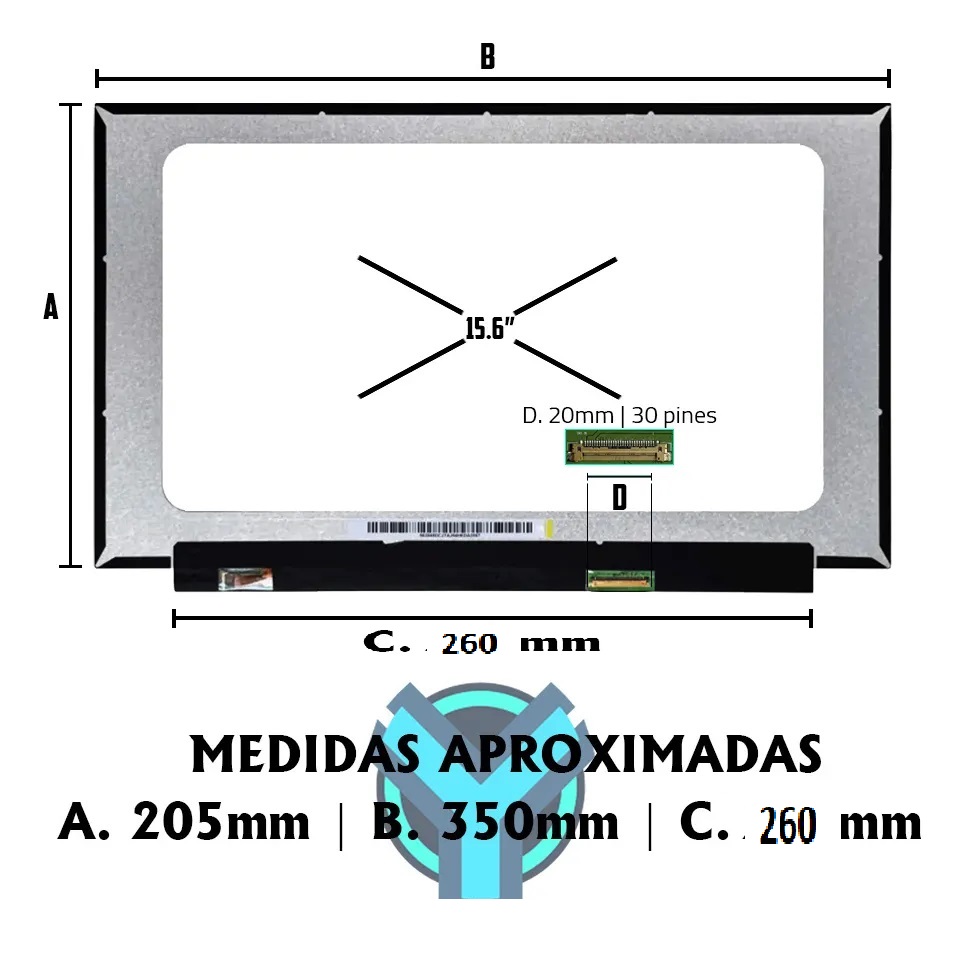 PANTALLA PORTATIL LED ULTRA SLIM 15.6 PUL 30 PINES NANO EDGE FULL HD 26 CM SIN SOPORTES NT156FHM-N43 V8.0