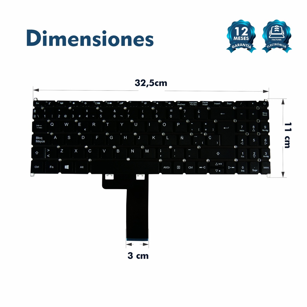 Teclado Portatil Acer Aspire 3 A315-54 A315-56-34SM A315-42 A315-42G A315-43 A315-42 A315-55 SF315 A315-23G CON POWER