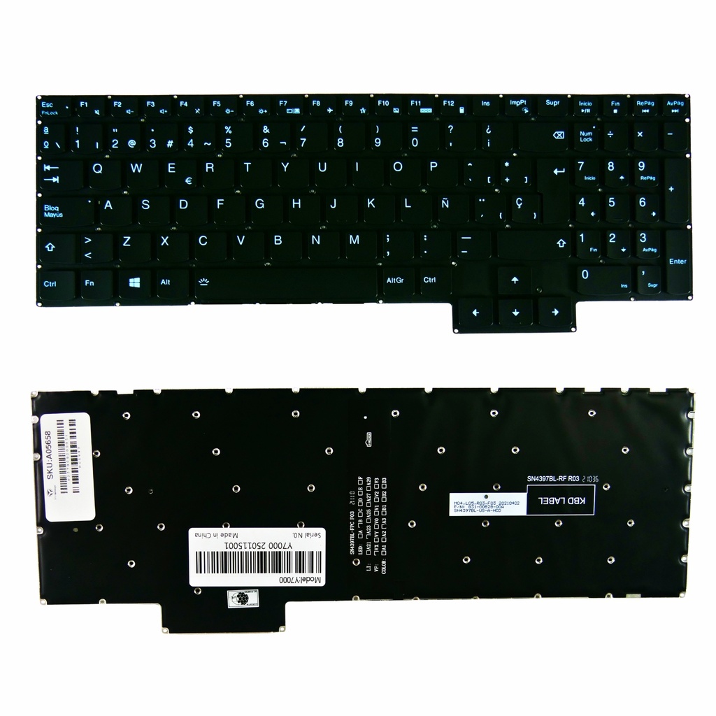 TECLADO LENOVO LEGION Y7000 2020 R7000 2020 GY530 GY550 GY750 Y550-15 Y550-17 5-15ARO5H 5-15IMH05H 5-17ACH6H,