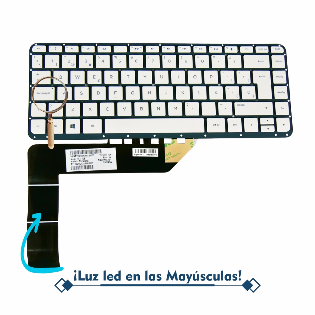 Teclado Hp 14-P 13-C 14-Z028LA  14-P 13-C 14Z-V 14-P 14-A 14-V BLANCO