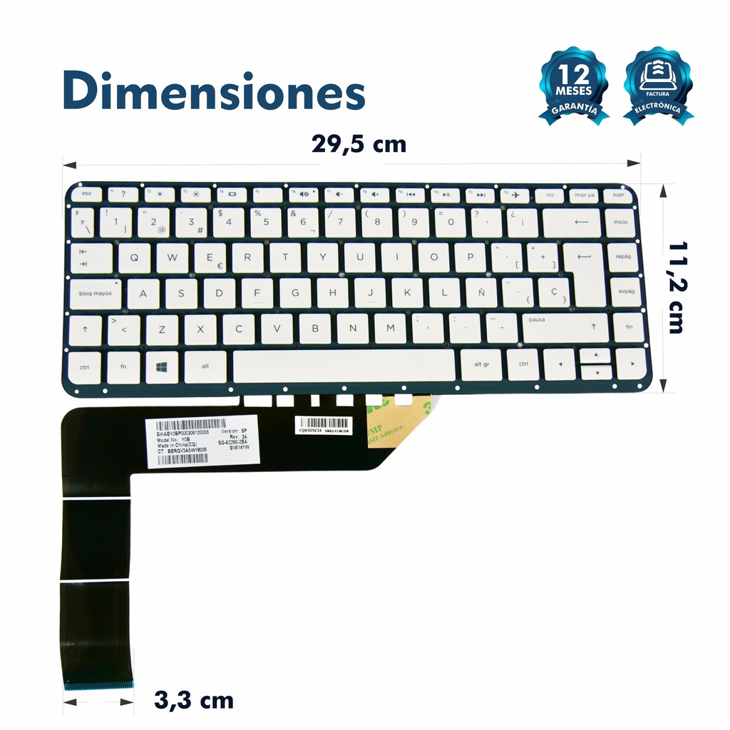 Teclado Hp 14-P 13-C 14-Z028LA  14-P 13-C 14Z-V 14-P 14-A 14-V BLANCO