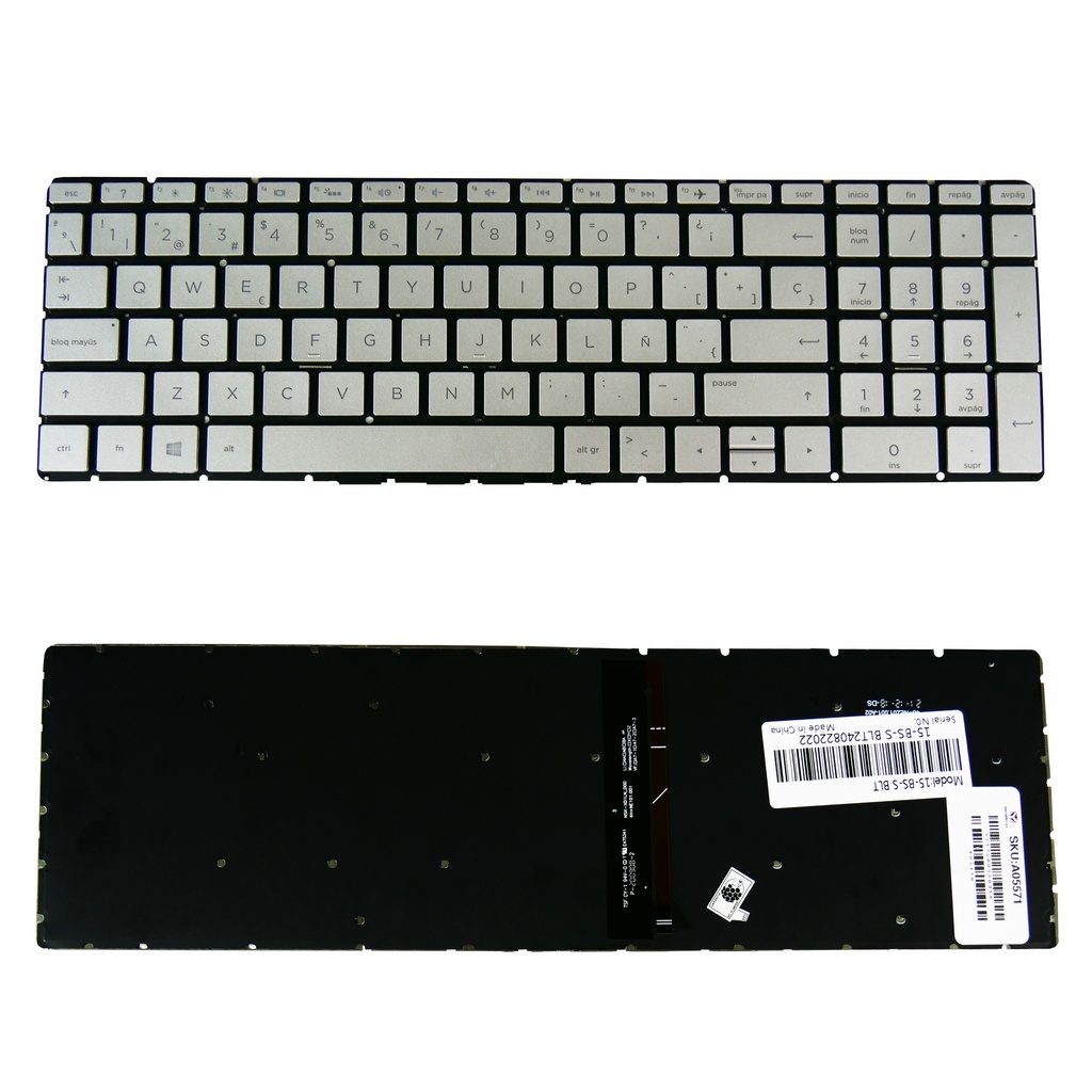 Teclado Portátil HP 15-BS 15-CW 15-BK 15-DA 15-BW 15-DY 15-CD 15-DB 15-BR 15-CB 15-BP 17-BS 17-AK 17-CA 15-CX PLATEADO RETRO