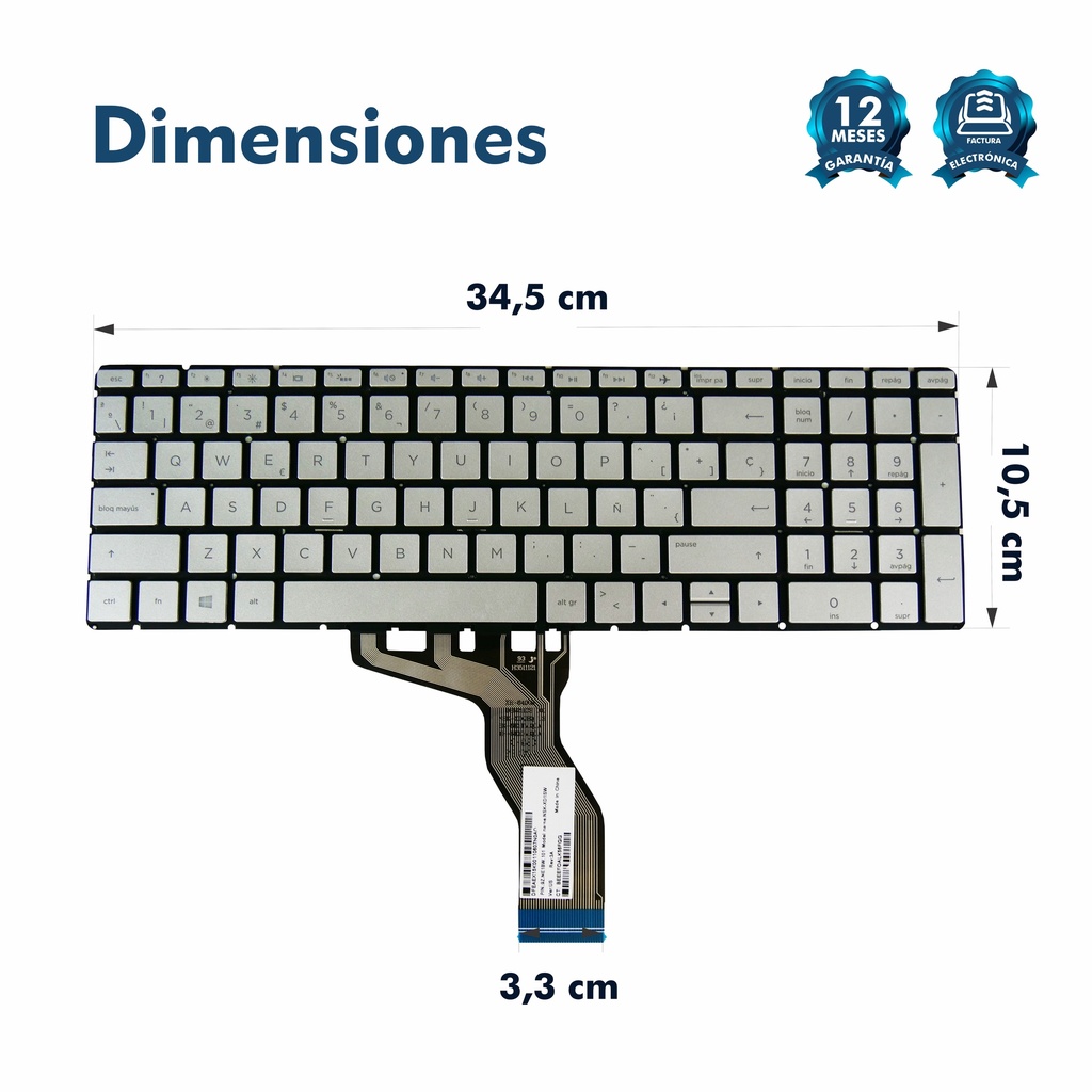 Teclado Portátil HP 15-BS 15-CW 15-BK 15-DA 15-BW 15-DY 15-CD 15-DB 15-BR 15-CB 15-BP 17-BS 17-AK 17-CA 15-CX PLATEADO RETRO