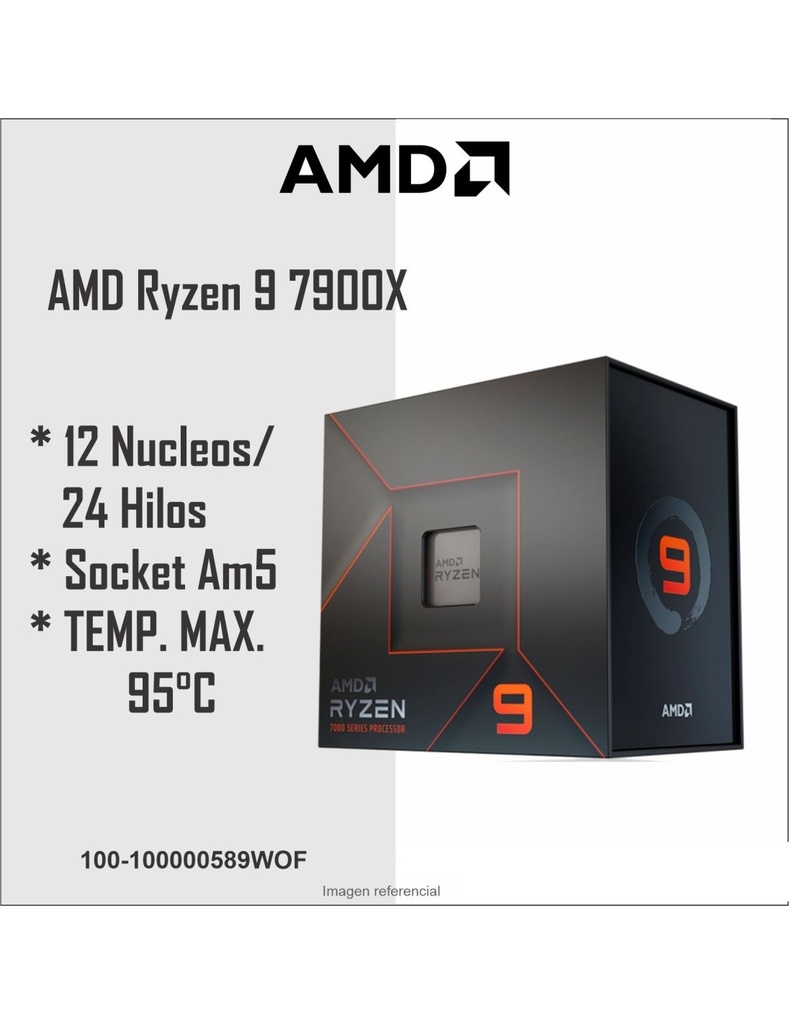 PORCESADOR AMD RYZEN 9 7900X  12 núcleos y 24 hilos DESBLOQUEADO