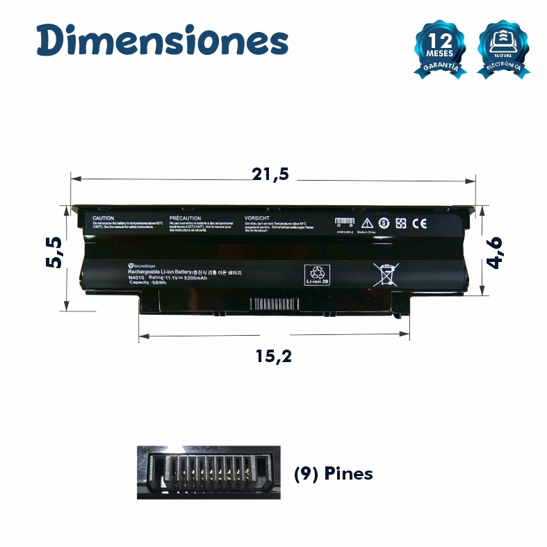 Batería Dell Inspiron 4110 4050 N4010 N4110 13r 14r 15r 17r