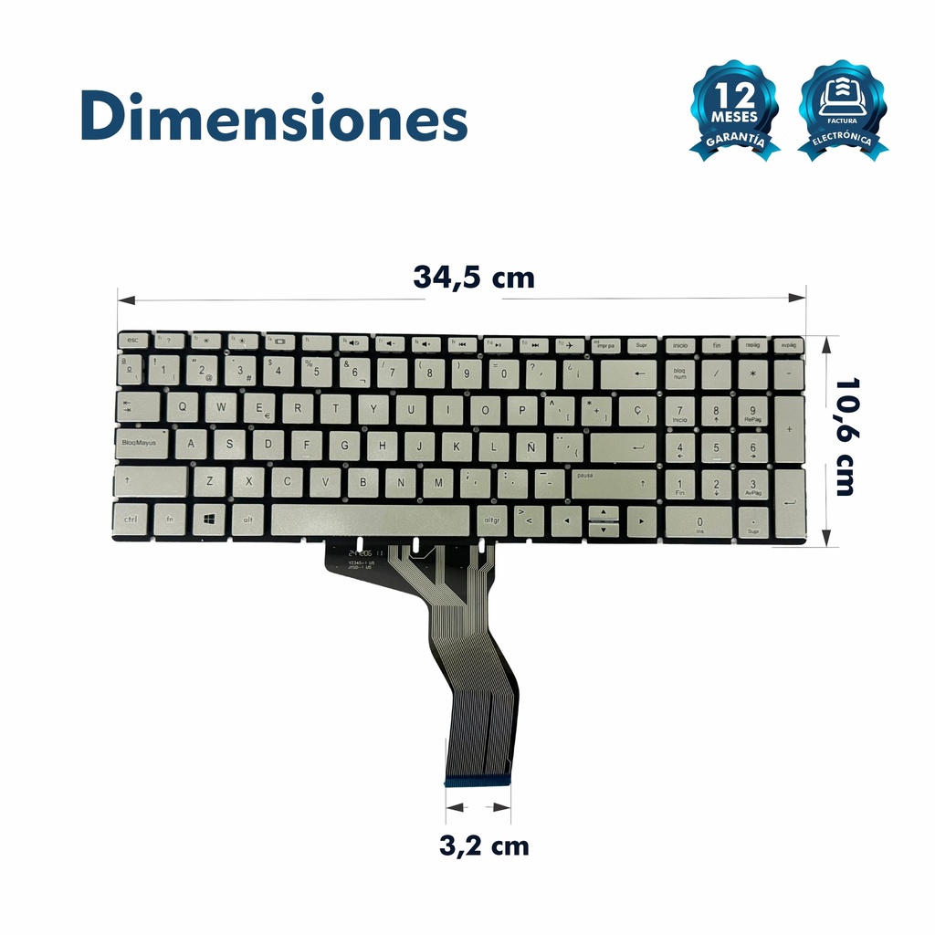 Teclado Portátil HP 15-BS 15-CW 15-BK 15-DA 15-BW 15-DY 15-CD 15-DB 15-BR 15-CB 15-BP 17-BS 17-AK 17-CA 15-CX PLATEADO