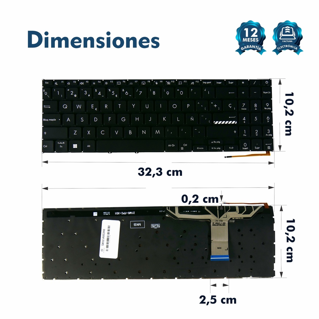 TECLADO PORTATIL ASUS X1502 X1502za M1502 X1503 M1503qa X1504