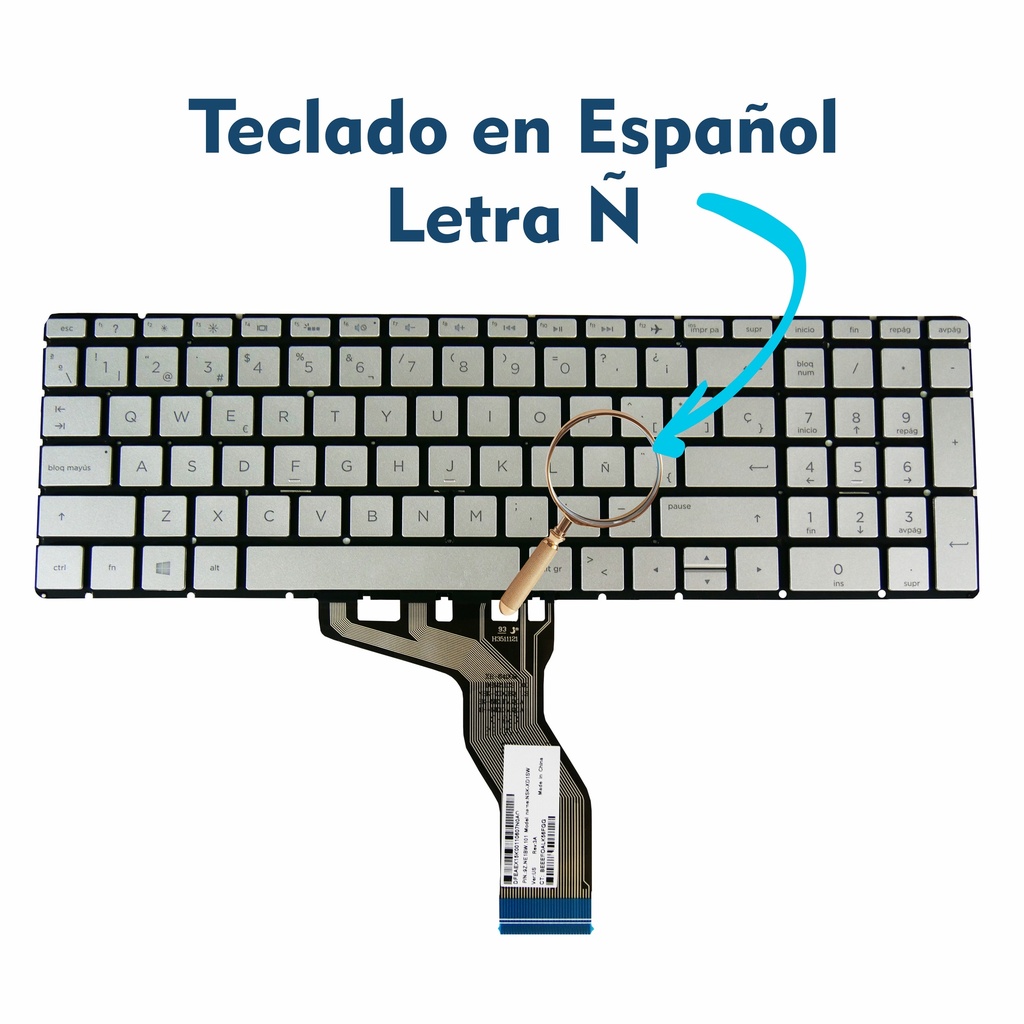 Teclado Portátil HP 15-BS 15-CW 15-BK 15-DA 15-BW 15-DY 15-CD 15-DB 15-BR 15-CB 15-BP 17-BS 17-AK 17-CA 15-CX PLATEADO RETRO