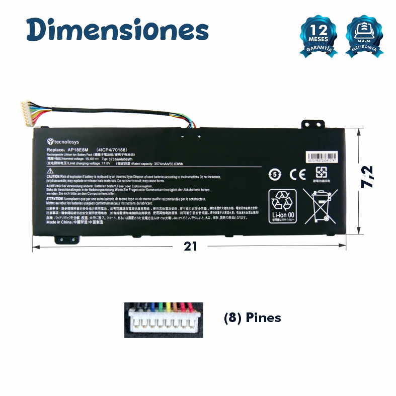 BATERIA ACER NITRO AN515-55 AN515-54 AP18E7M AP18E8M