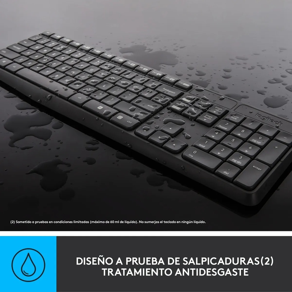 Combo Teclado y Mouse Logitech MK235 + Pad Mouse 80x30cm Negro
