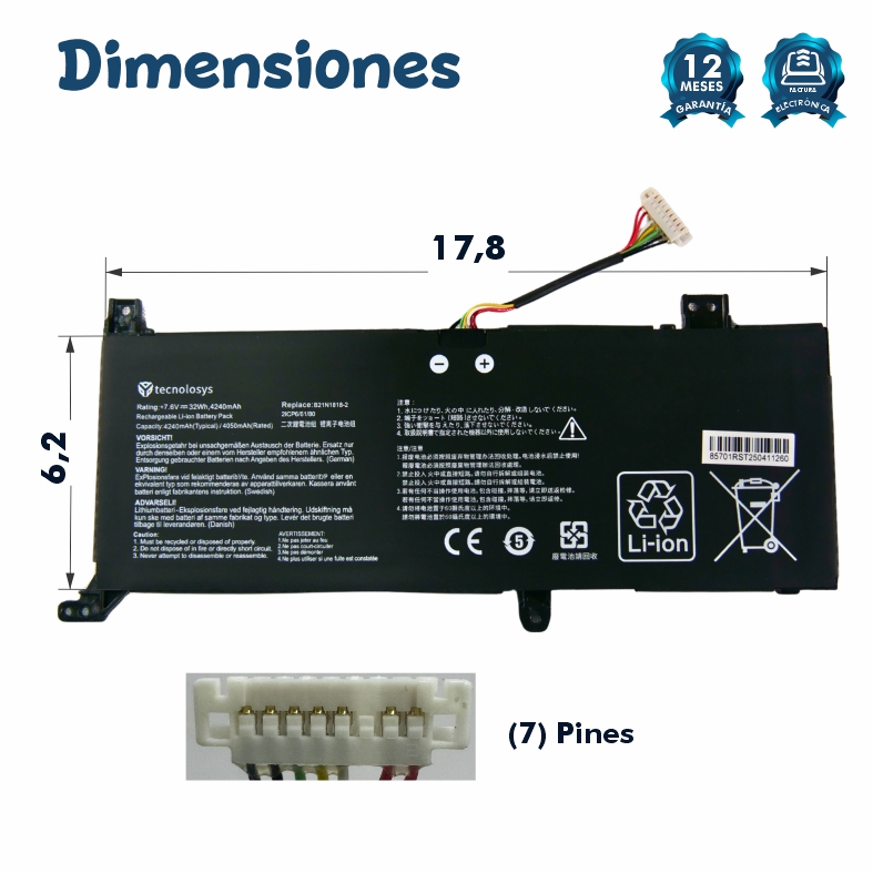 Batería Asus Vivobook X412FJ X409 X415EA X415 A412FA X512DA F512FA F512DA-SH31 X512FA C21N1818-2