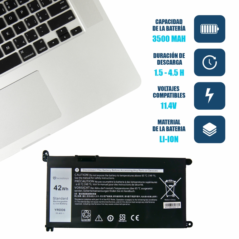 BATERIA DELL YRDD6 5481 5490 5481 5482 5485 5491 5493 5584 5593 5590 Vostro 5481 5581 5490 5590 0YRDD6 1VX1H 01VX1H