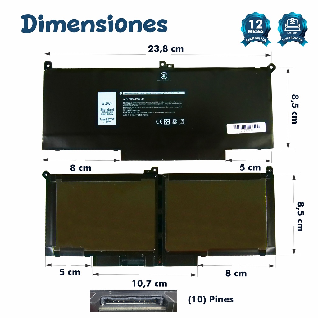 BATERIA DELL LATITUDE 7280 7480 F3YGT 7290 13 7380 7390 14 7000 7490