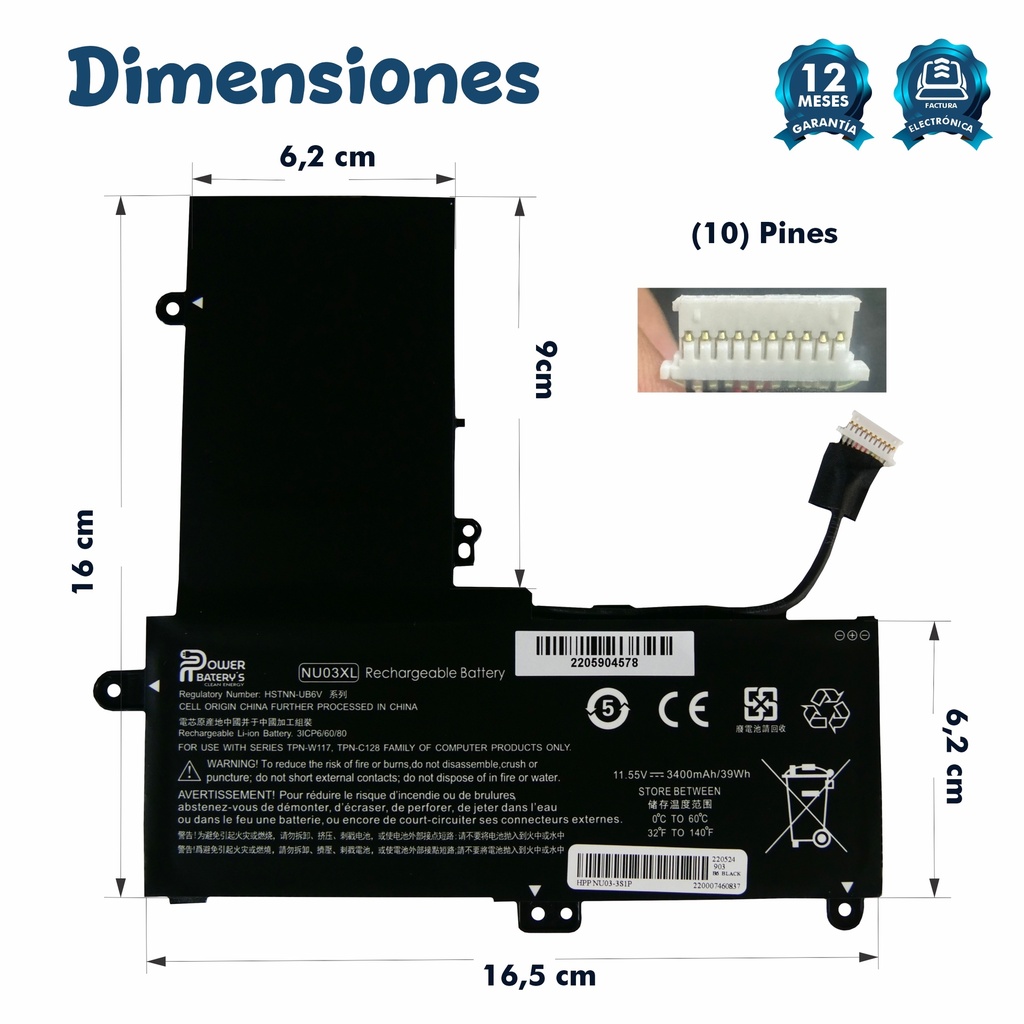 BATERIA HP 11-AB001ND 11-U059TU 11-AA000NVS NU03XL