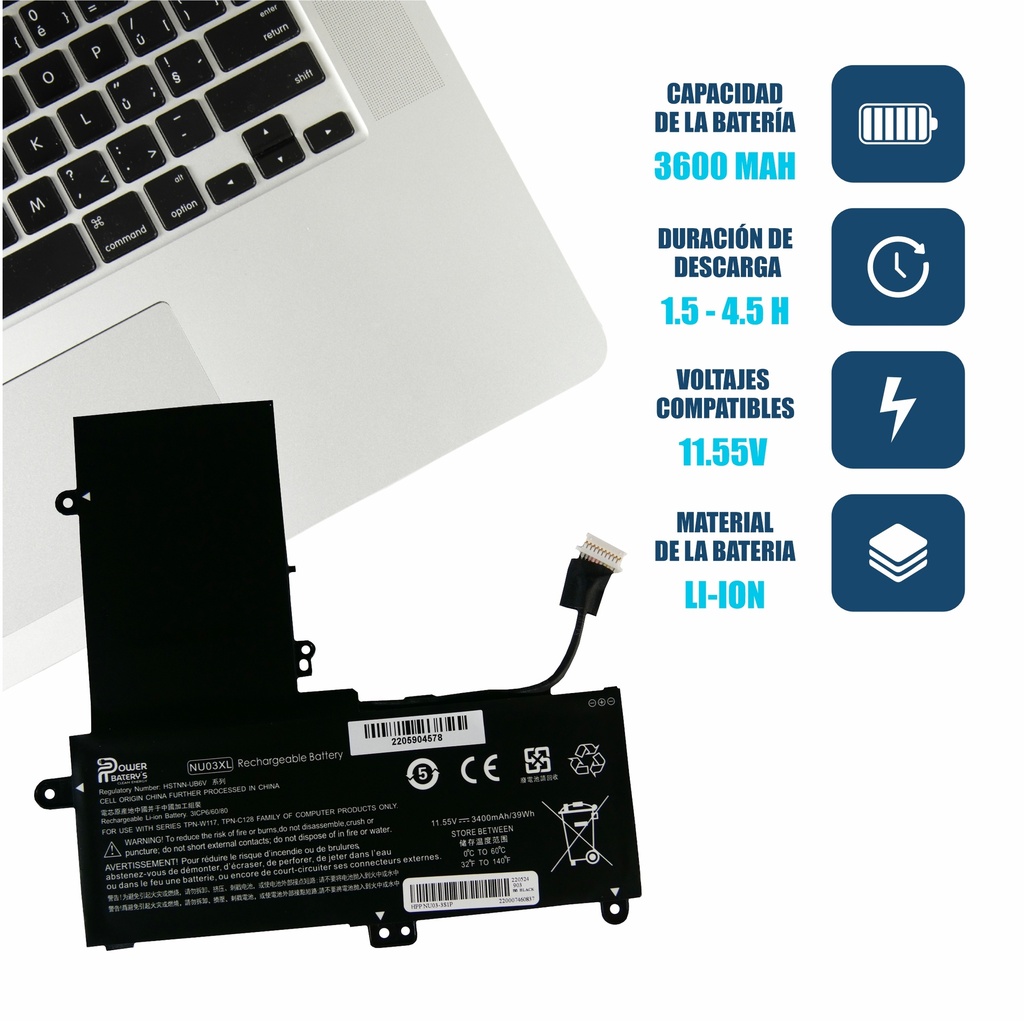 BATERIA HP 11-AB001ND 11-U059TU 11-AA000NVS NU03XL