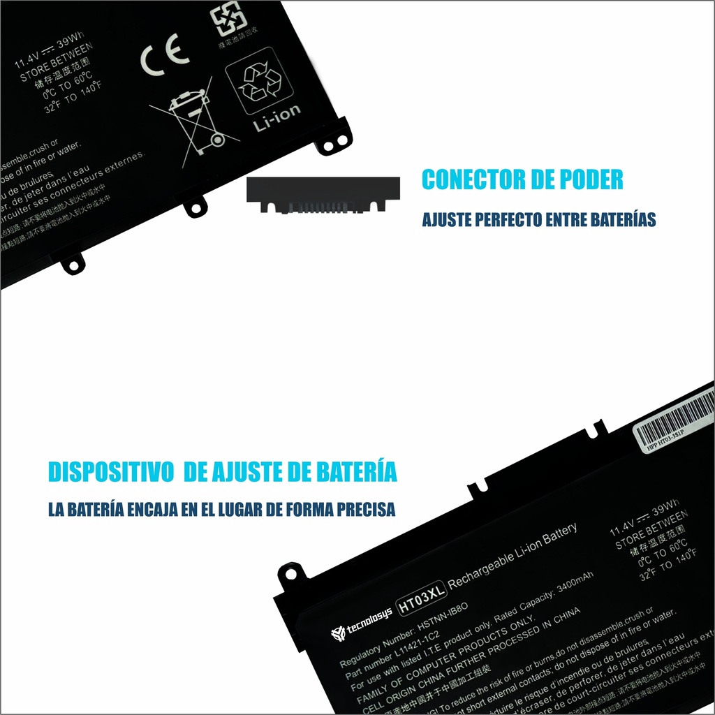 Batería Portatil Hp HT03XL HT03 TF03 TF03XL 240 G7 14-CK 14-CE0014TU