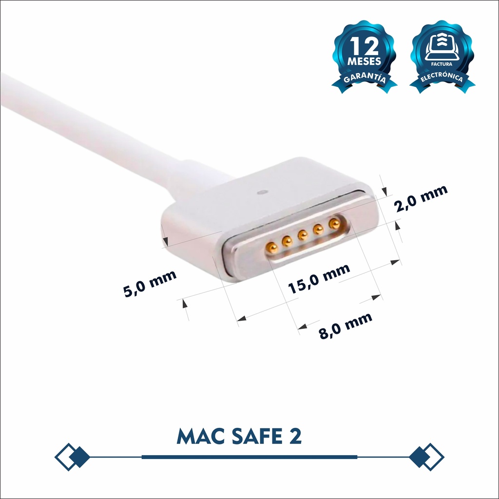 CARGADOR MAC APPLE 14.5V 3.1 AMP MAGSAFE 2 45W HOMOLOGADO