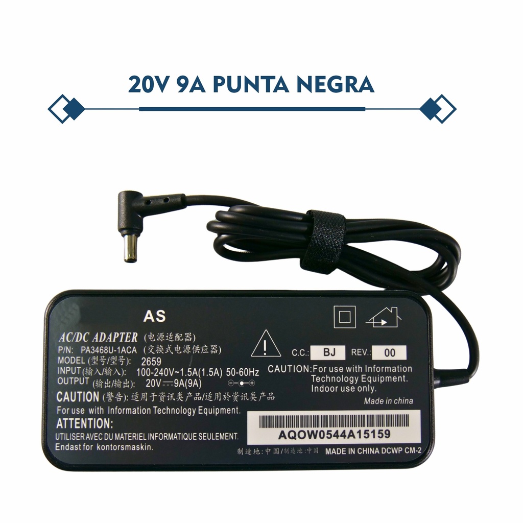 CARGADOR PORTATIL ASUS TUF GAMING 20V 9AMP 180W 6.0*3.7MM HOMOLOGADO