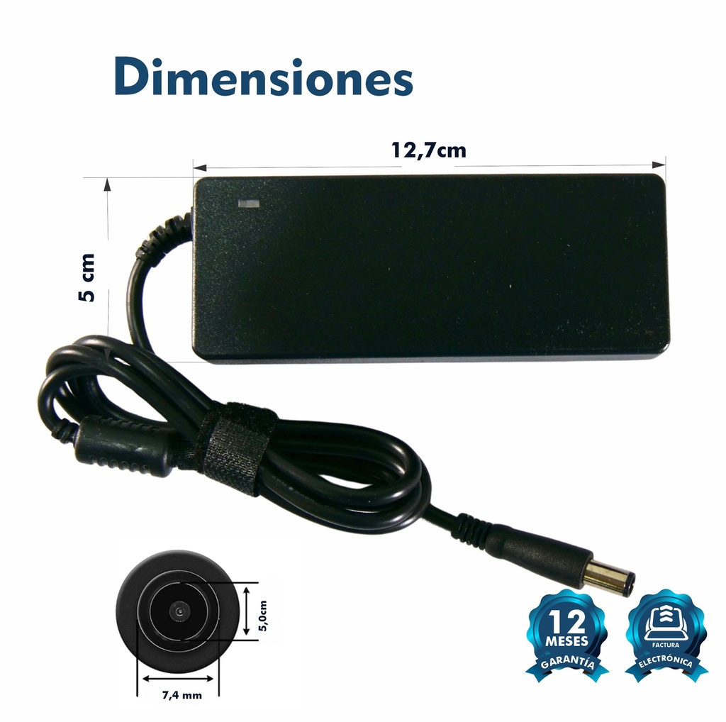 CARGADOR PORTATIL DELL 19.5V  4.62 AMP AGUJA  7.4*5.0MM HOMOLOGADO
