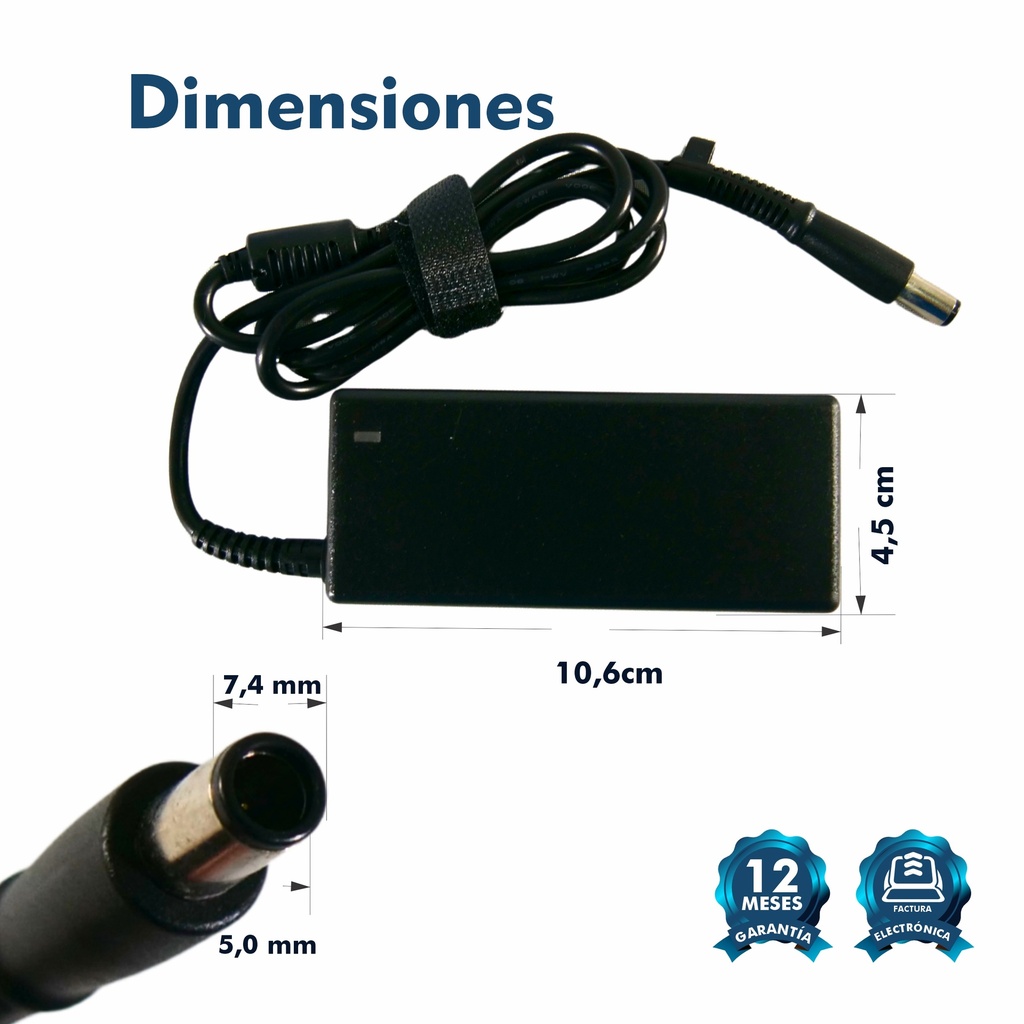 CARGADOR PORTATIL HP 18.5V 3.5 AMP AGUJA 7.4*5.0MM HOMOLOGADO