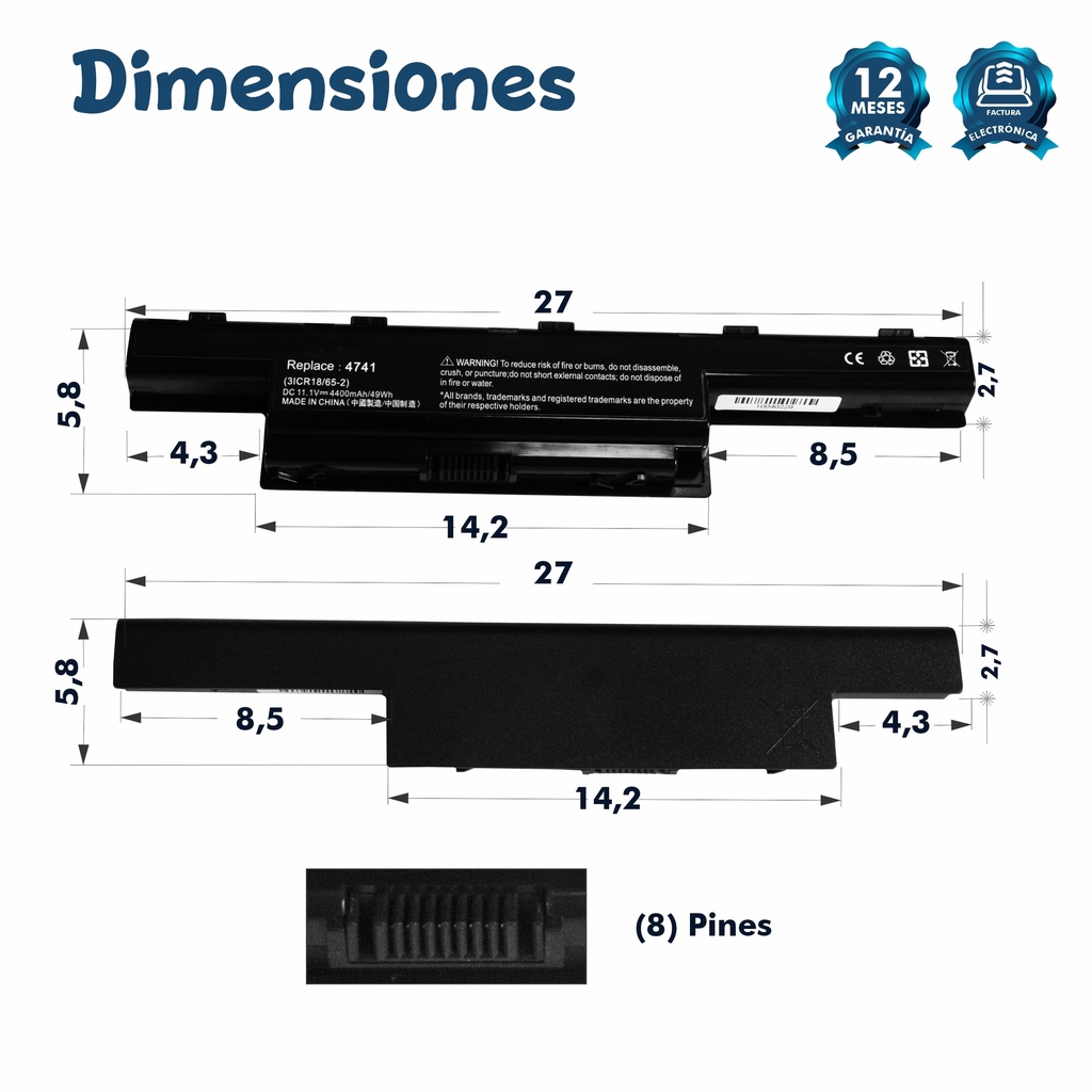 Batería Acer 4741 AS10D41/ AS10D3E / 4250 / 4251