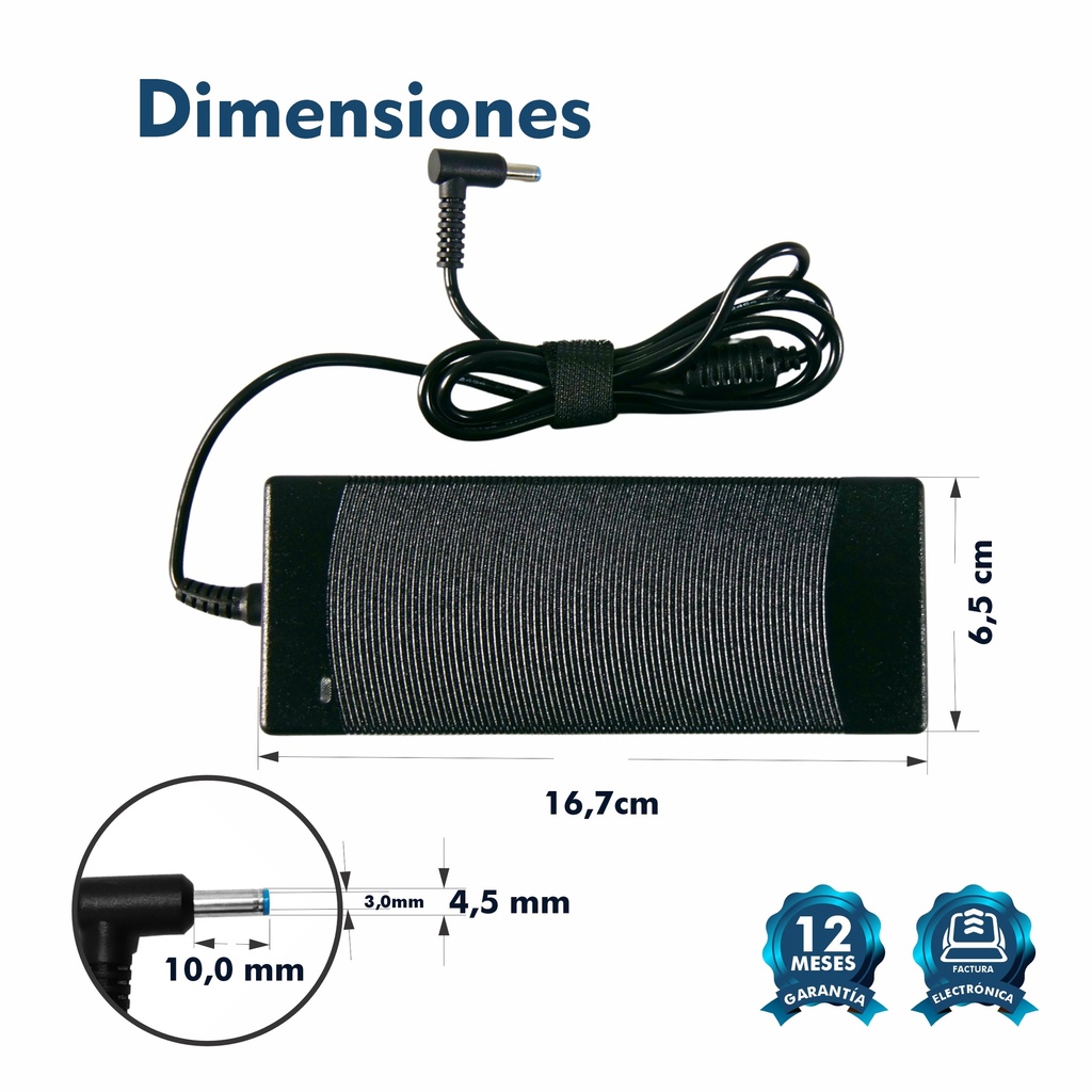 CARGADOR PORTATIL HP SPLIT PUNTA AZUL 19.5V 6.15AMP 4.5*3.0MM HOMOLOGADO
