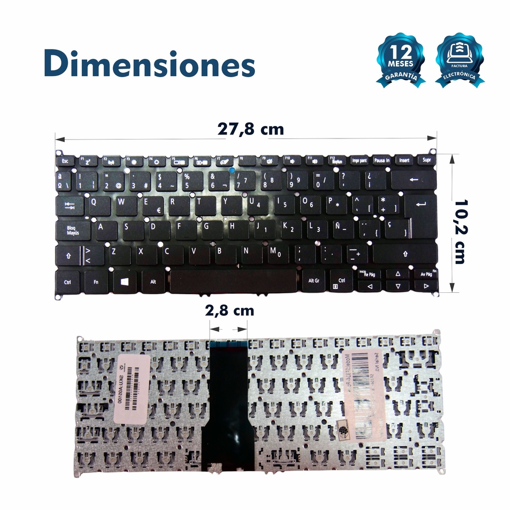 TECLADO ACER ACER SWIFT 3 SF314-41 SF314-41GSF314-52 SF314-52G SF314-53G SF314-55 A314-22 A314-22g A114-21 CON POWER
