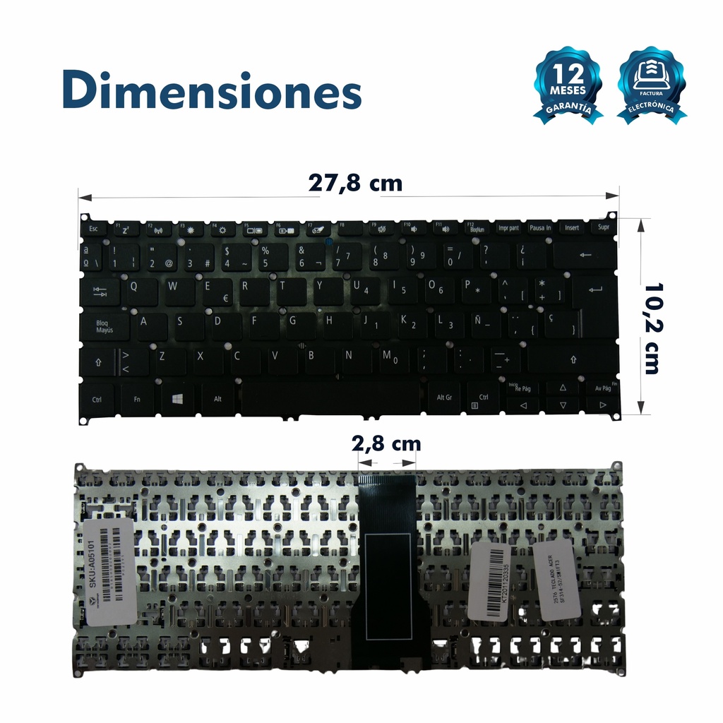 TECLADO ACER ACER SWIFT 3 SF314-41 SF314-41GSF314-52 SF314-52G SF314-53G SF314-55 SIN POWER
