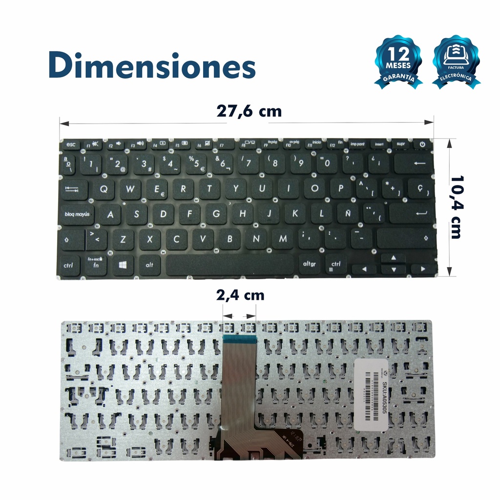 TECLADO ASUS X412 X412F X412FA X412U X412UB X412UA X412D X412 S412 D412 NEGRO