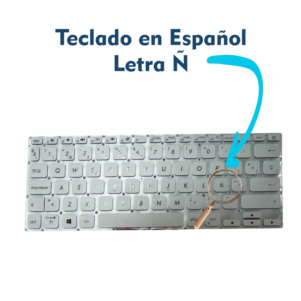 TECLADO ASUS X412 X412F X412FA X412U X412UB X412UA X412D X412 S412 D412 PLATEADO