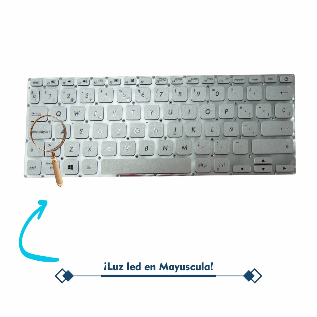 TECLADO ASUS X412 X412F X412FA X412U X412UB X412UA X412D X412 S412 D412 PLATEADO