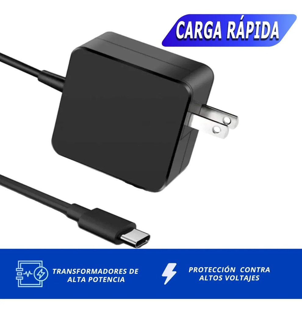 CARGADOR TIPO C 65W 20V 3.25AMP 15V 3AMP 12V 3AMP 9V 3AMP 5V 3AMP 3.2AMP