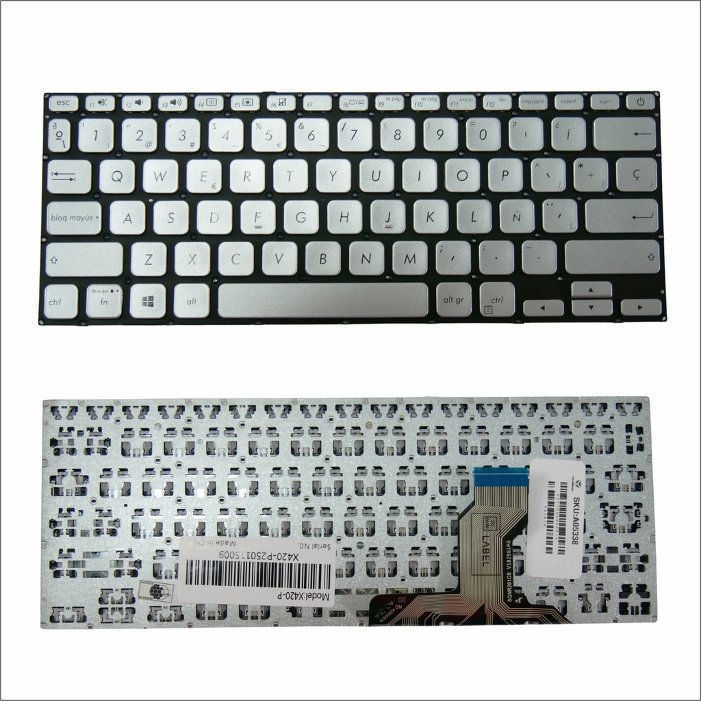 TECLADO ASUS X420 X420f X420u A420f A420 PLATEADO