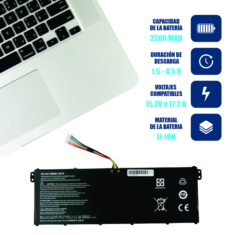 Bateria ACER AC14B3K AC14B18J E3-111 E3-112-C30G V3-111 (15.2 v) (17.2 v)