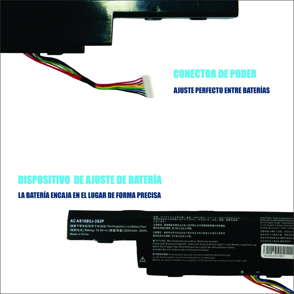 Batería Acer AS16B5J AS16B8J E5-575G 10.8V, 48 WH 4400mAh