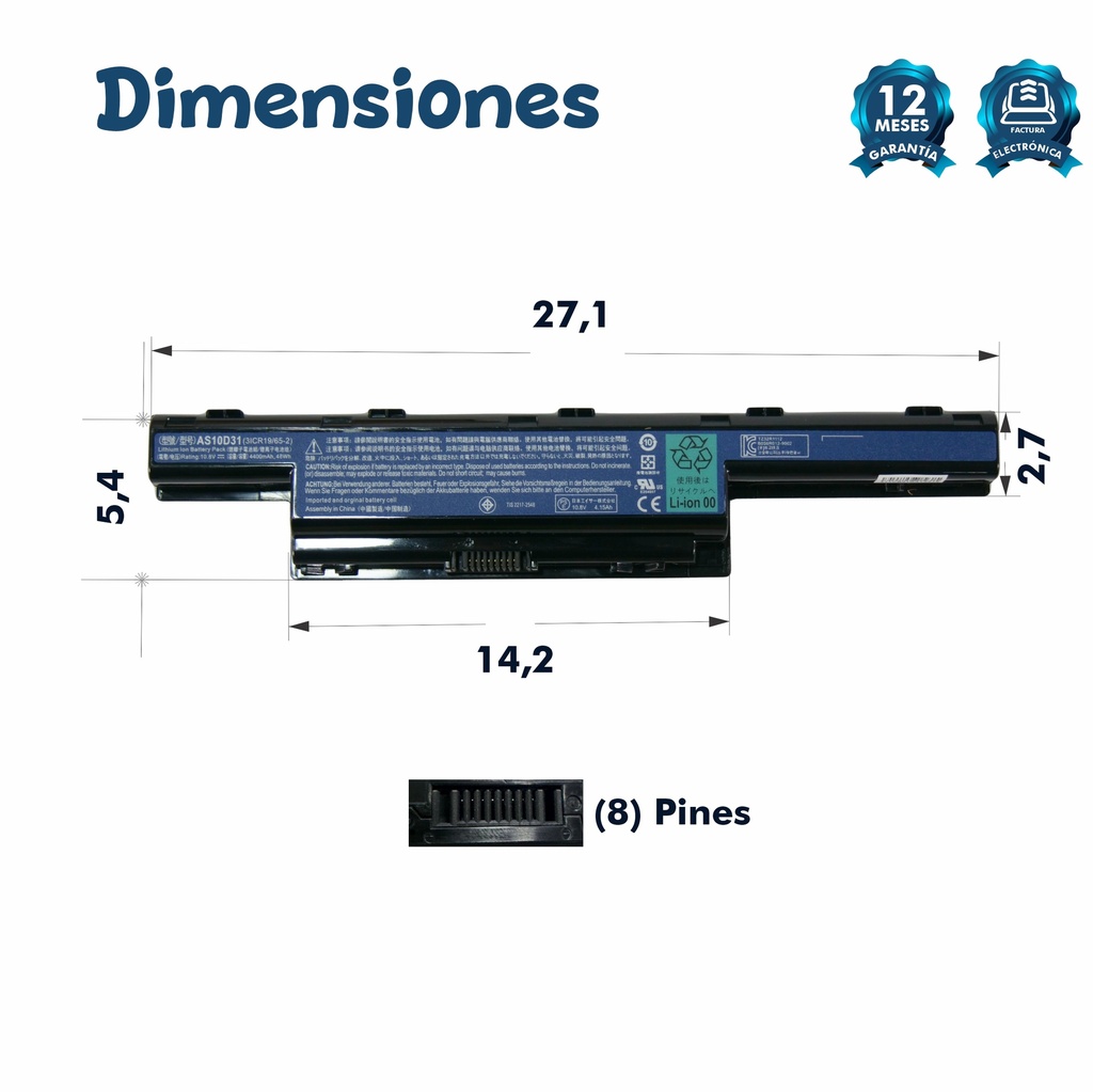 Batería Acer 4741 AS10D41/ AS10D3E / 4250 / 4251 ORIGINAL