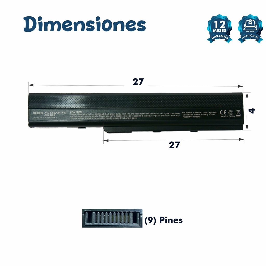 Batería Asus A31-K52 / K42F / A41-K52  A32-K52 A42-K52  A41-K52
