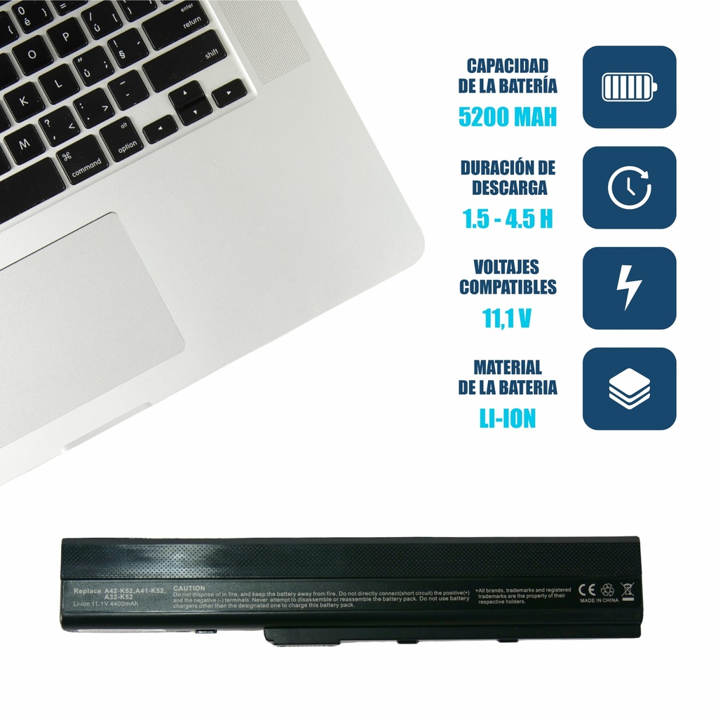 Batería Asus A31-K52 / K42F / A41-K52  A32-K52 A42-K52  A41-K52