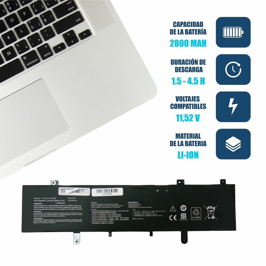 Batería Asus VivoBook X405U X405UA X405QR X405UQ X405UR X405