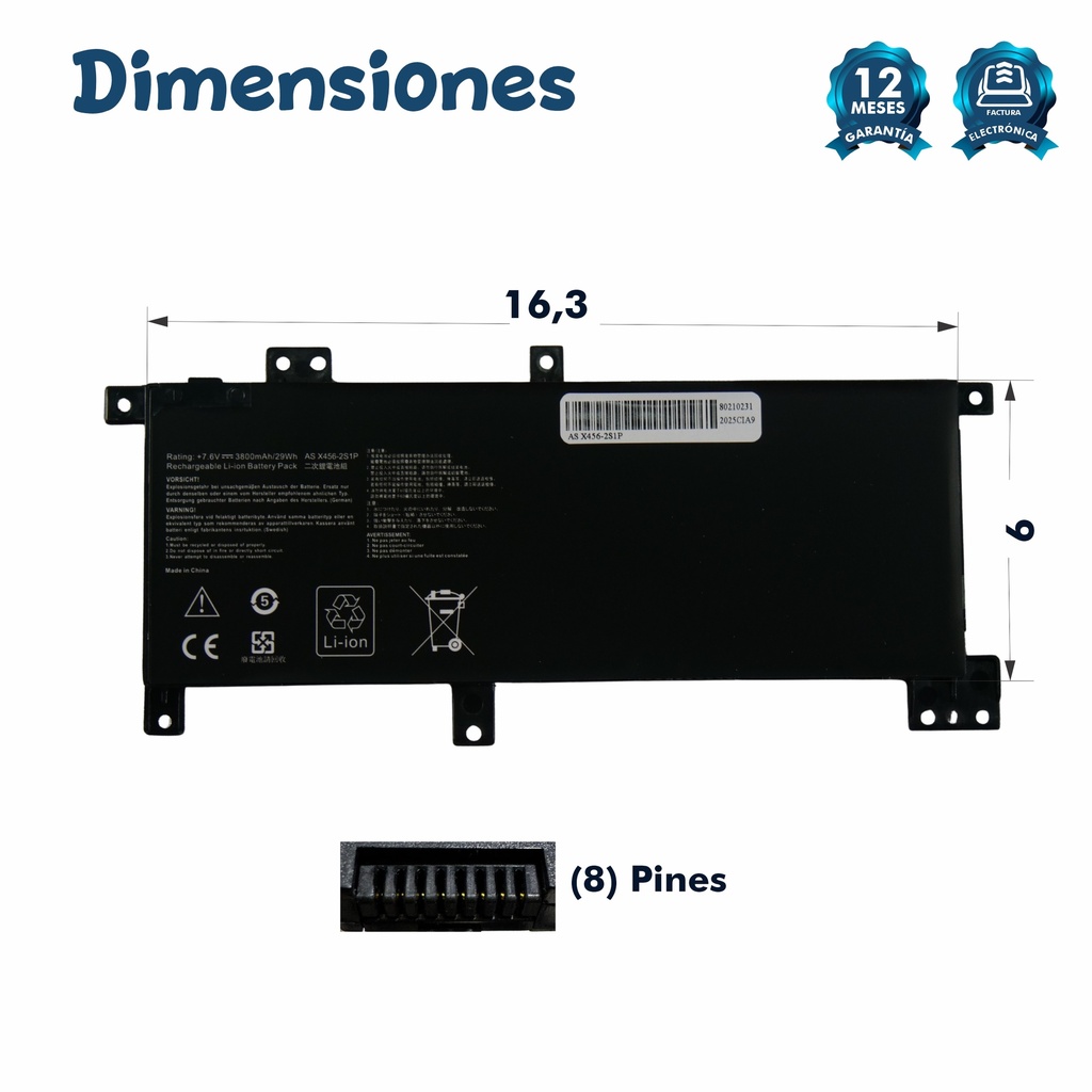 BATERIA ASUS X456 X456UA X456uA1A X456UA1b C21N1508